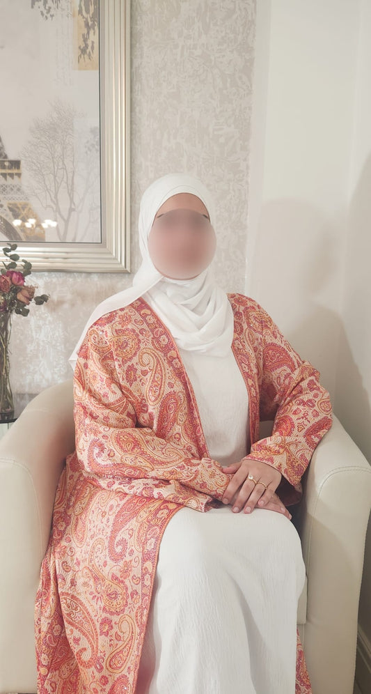 Orange 100% Cashmere Pashmina Occasion Abaya