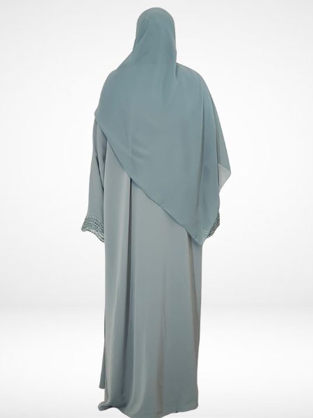 Sage Green Lace Abaya (3 Piece Set)