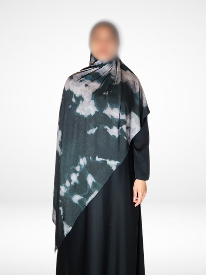 Black Ripple Single Sided Printed Jersey Hijab