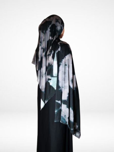 Black Ripple Single Sided Printed Jersey Hijab
