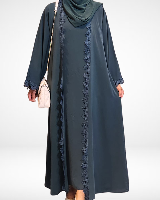 Teal Lace Abaya (3 Piece Set)