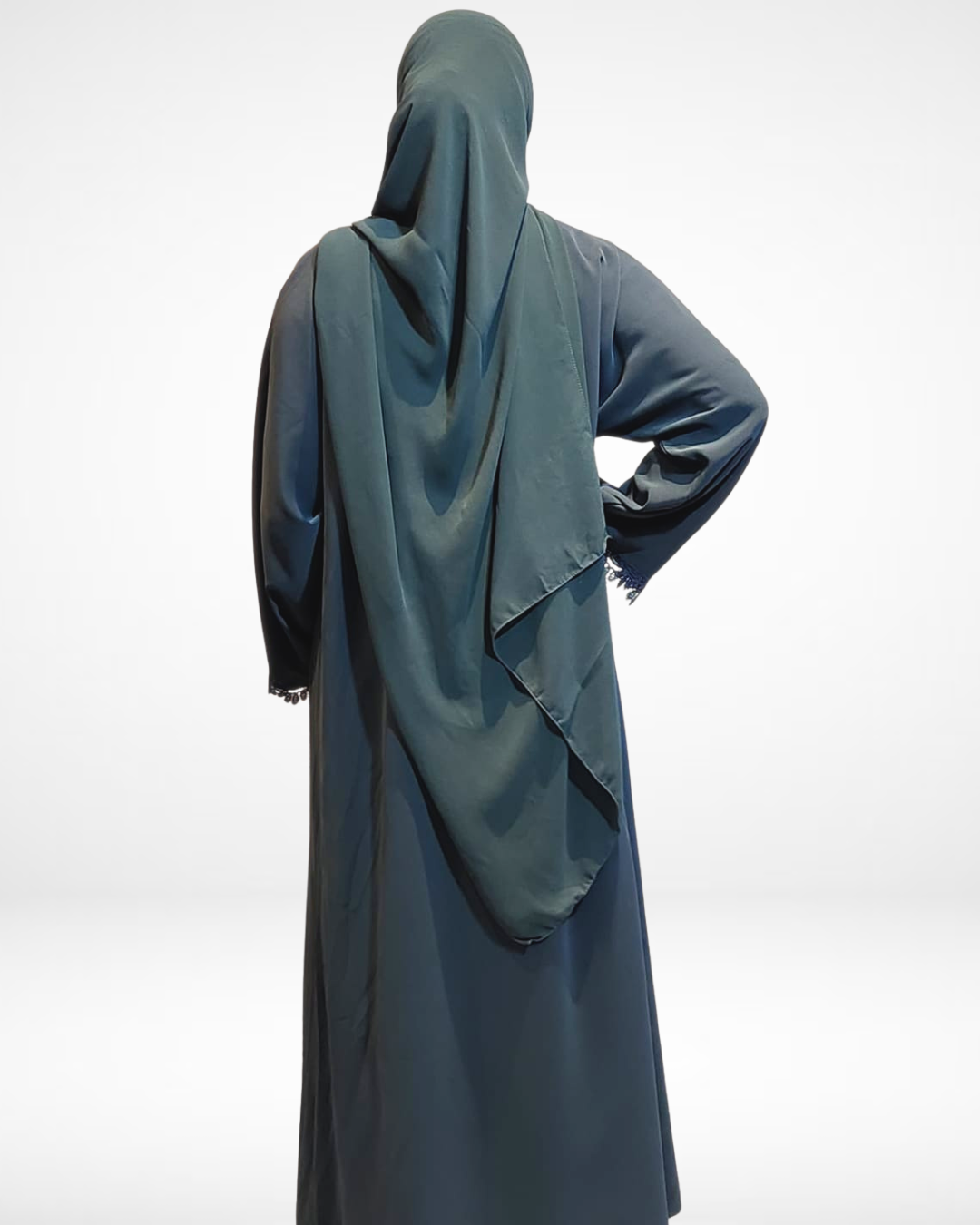 Teal Lace Abaya (3 Piece Set)