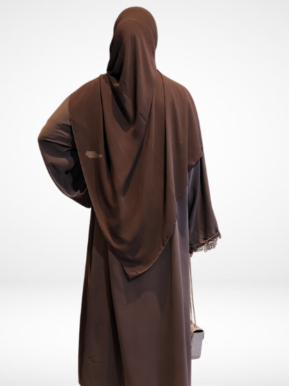 Mocha Brown Lace Abaya (3 Piece Set)