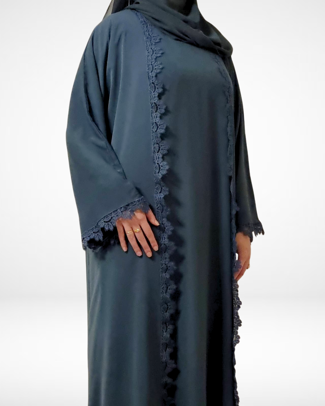 Teal Lace Abaya (3 Piece Set)