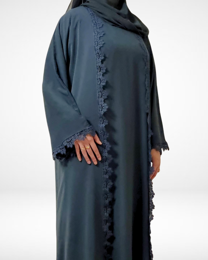 Teal Lace Abaya (3 Piece Set)