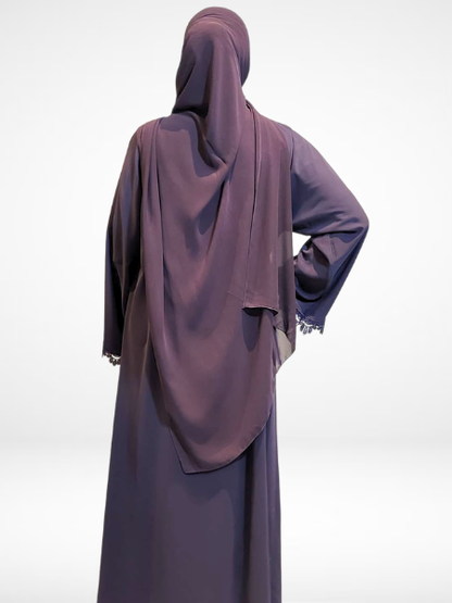 Purple Lace Abaya (3 Piece Set)