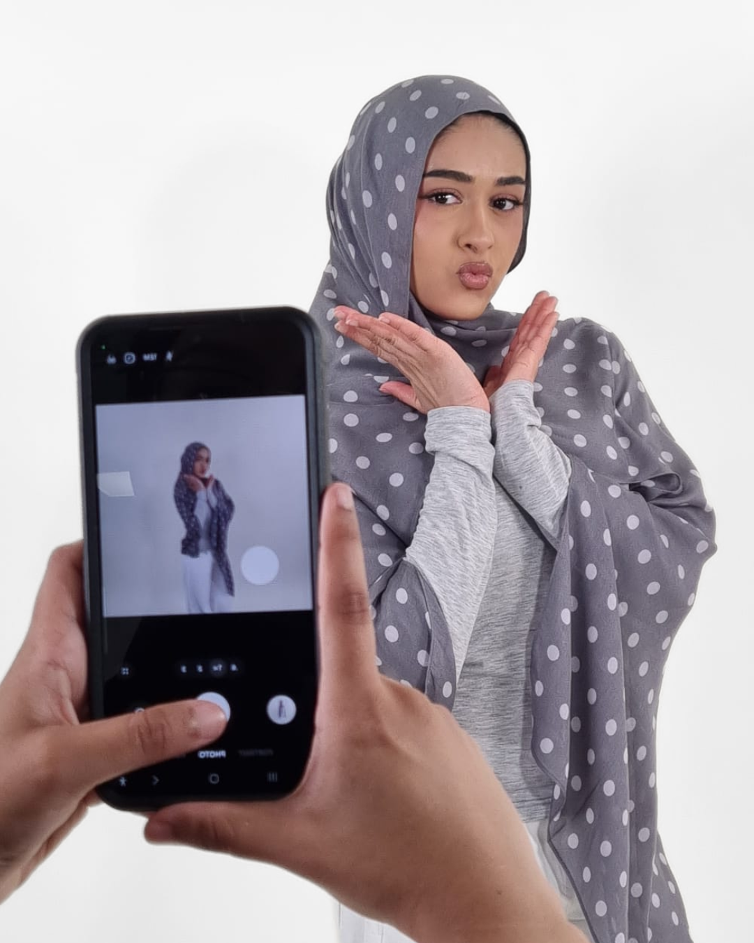Grey Polka Modal Hijabs