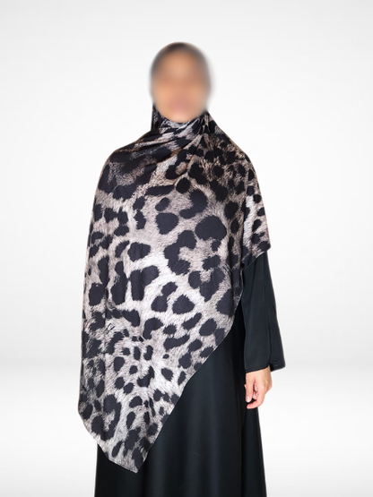 Snow Leopard Single Sided Printed Jersey Hijab