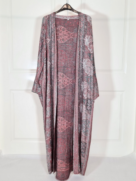 Red & Green Cashmere Pashmina Occasion Abaya