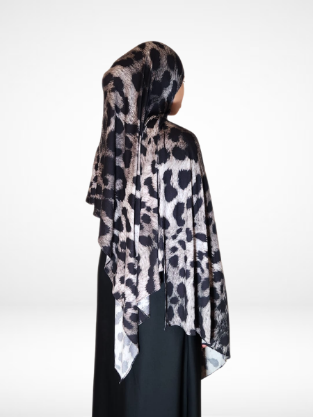 Snow Leopard Single Sided Printed Jersey Hijab