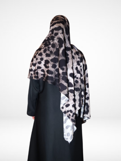 Snow Leopard Single Sided Printed Jersey Hijab