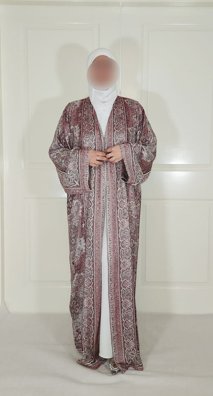 Maroon & Black 100% Cashmere Pashmina Occasion Abaya
