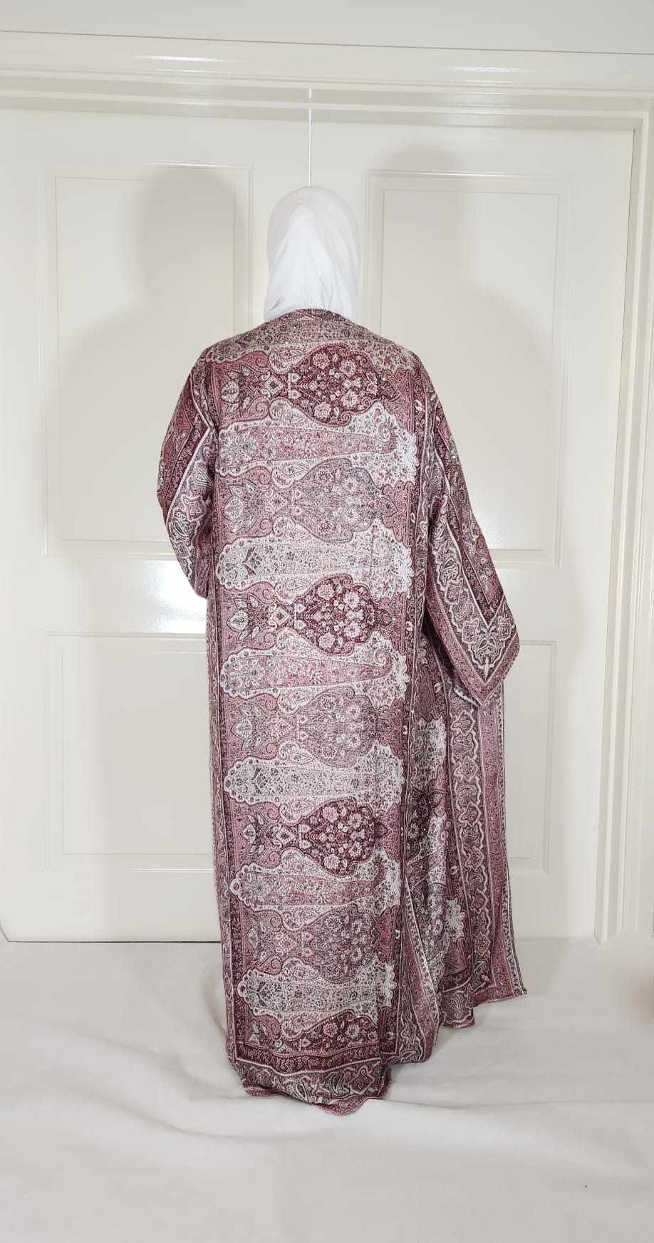 Maroon & Black 100% Cashmere Pashmina Occasion Abaya