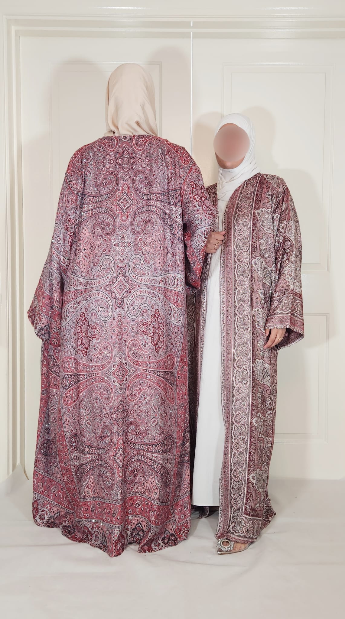 Red & Black 100% Cashmere Pashmina Occasion Abaya