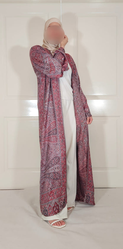 Red & Black 100% Cashmere Pashmina Occasion Abaya