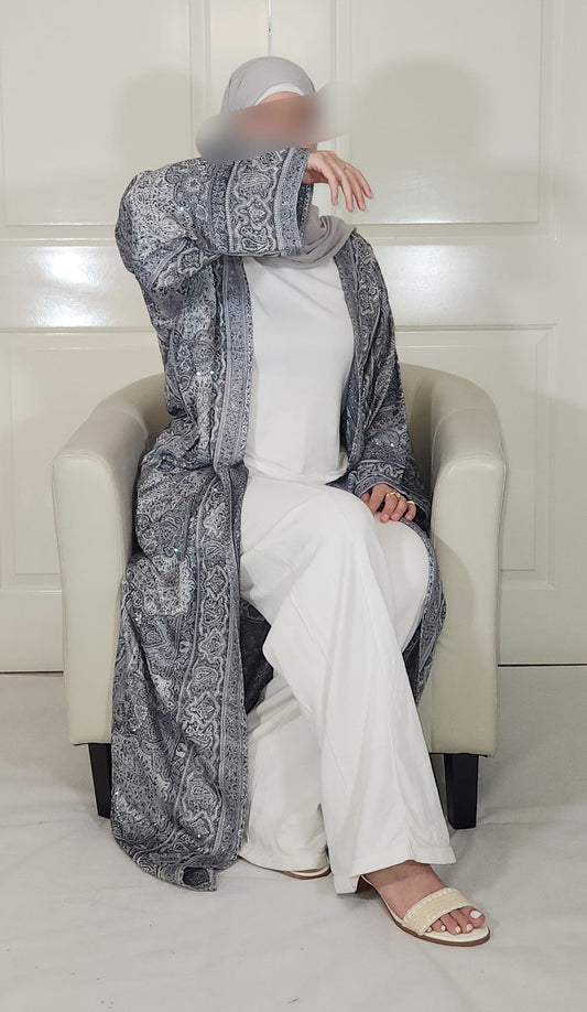 Light & Dark Grey 100% Cashmere Pashmina Occasion Abaya