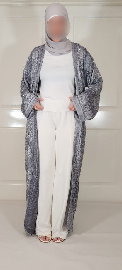 Light & Dark Grey 100% Cashmere Pashmina Occasion Abaya