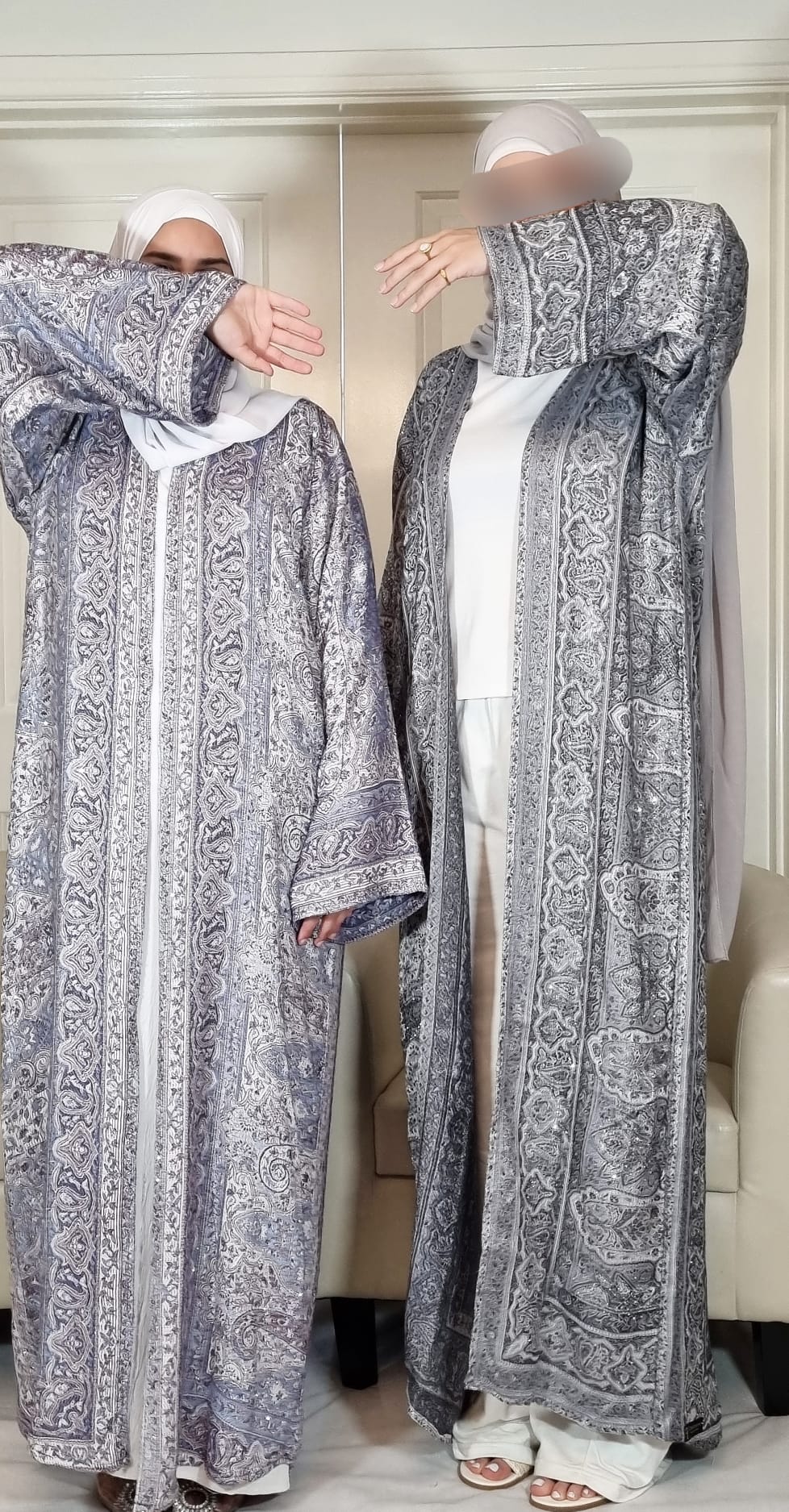 Light & Dark Grey 100% Cashmere Pashmina Occasion Abaya