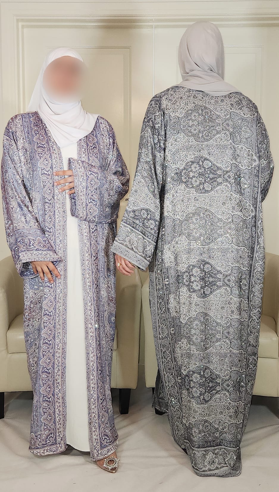 Light & Dark Grey 100% Cashmere Pashmina Occasion Abaya