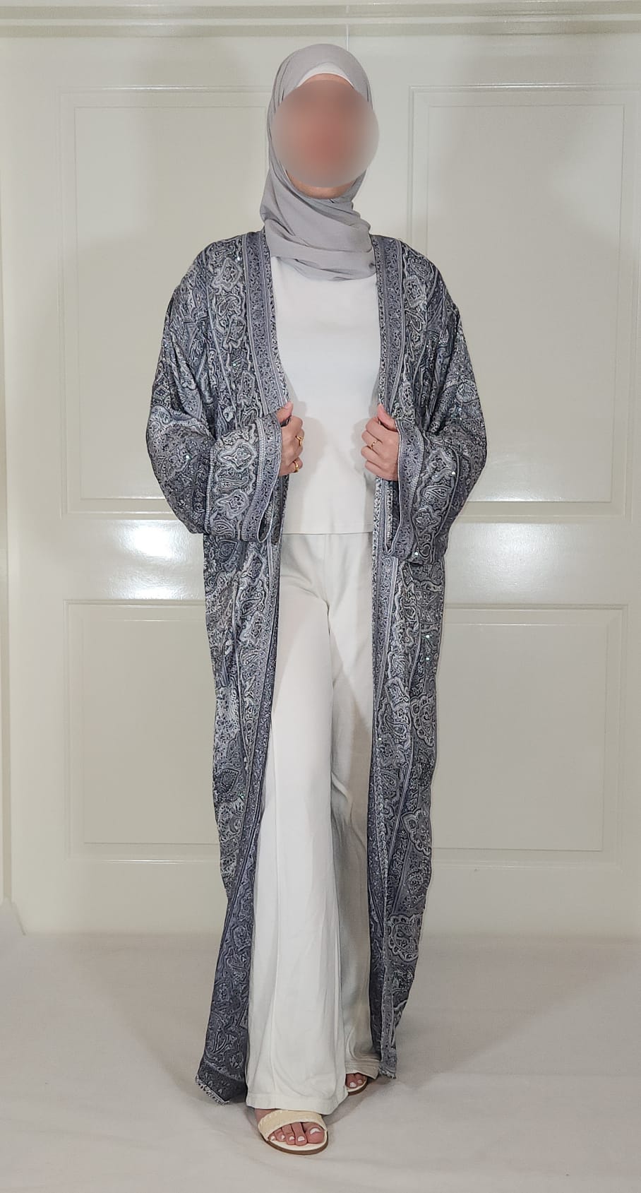 Light & Dark Grey 100% Cashmere Pashmina Occasion Abaya