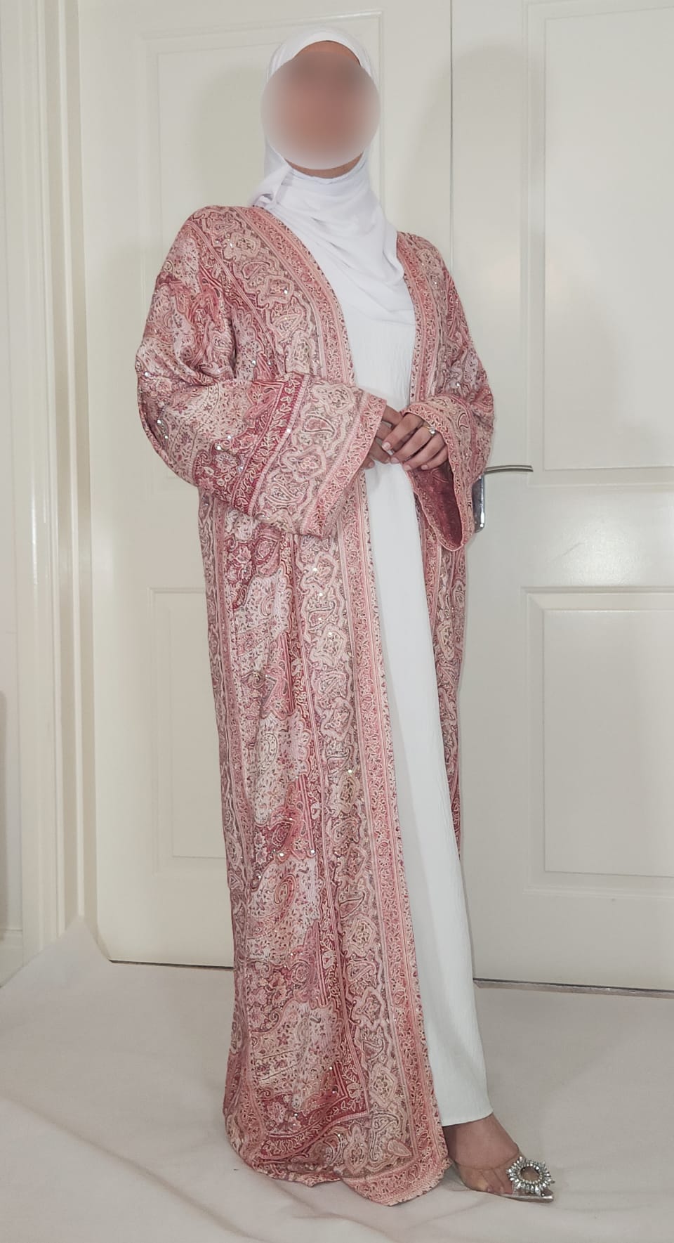 Light & Dark Pink 100% Cashmere Pashmina Occasion Abaya