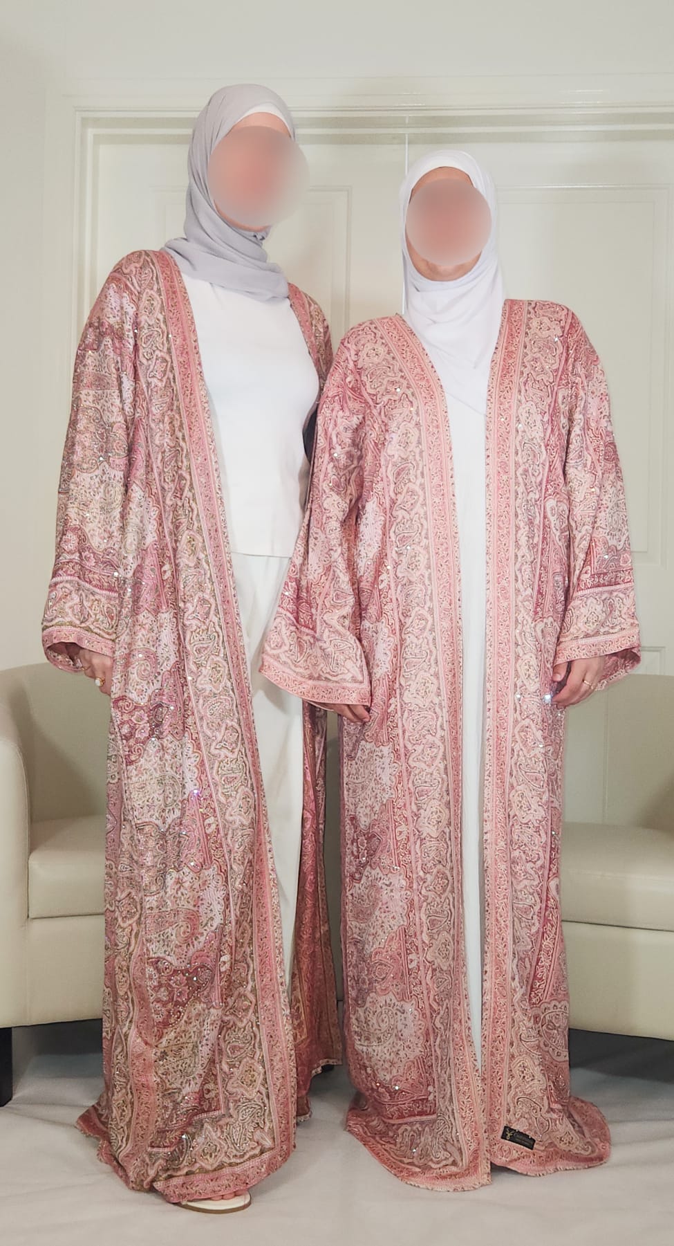 Light & Dark Pink 100% Cashmere Pashmina Occasion Abaya