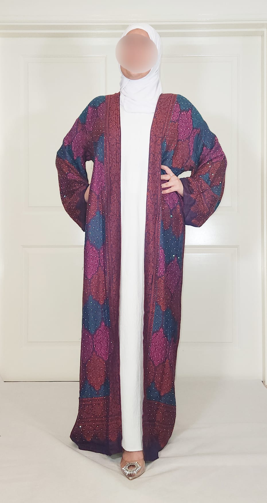 Multicolor (Dark Colors) 100% Cashmere Pashmina Occasion Abaya