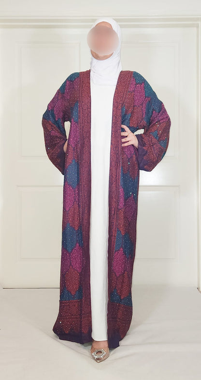 Multicolor (Dark Colors) 100% Cashmere Pashmina Occasion Abaya