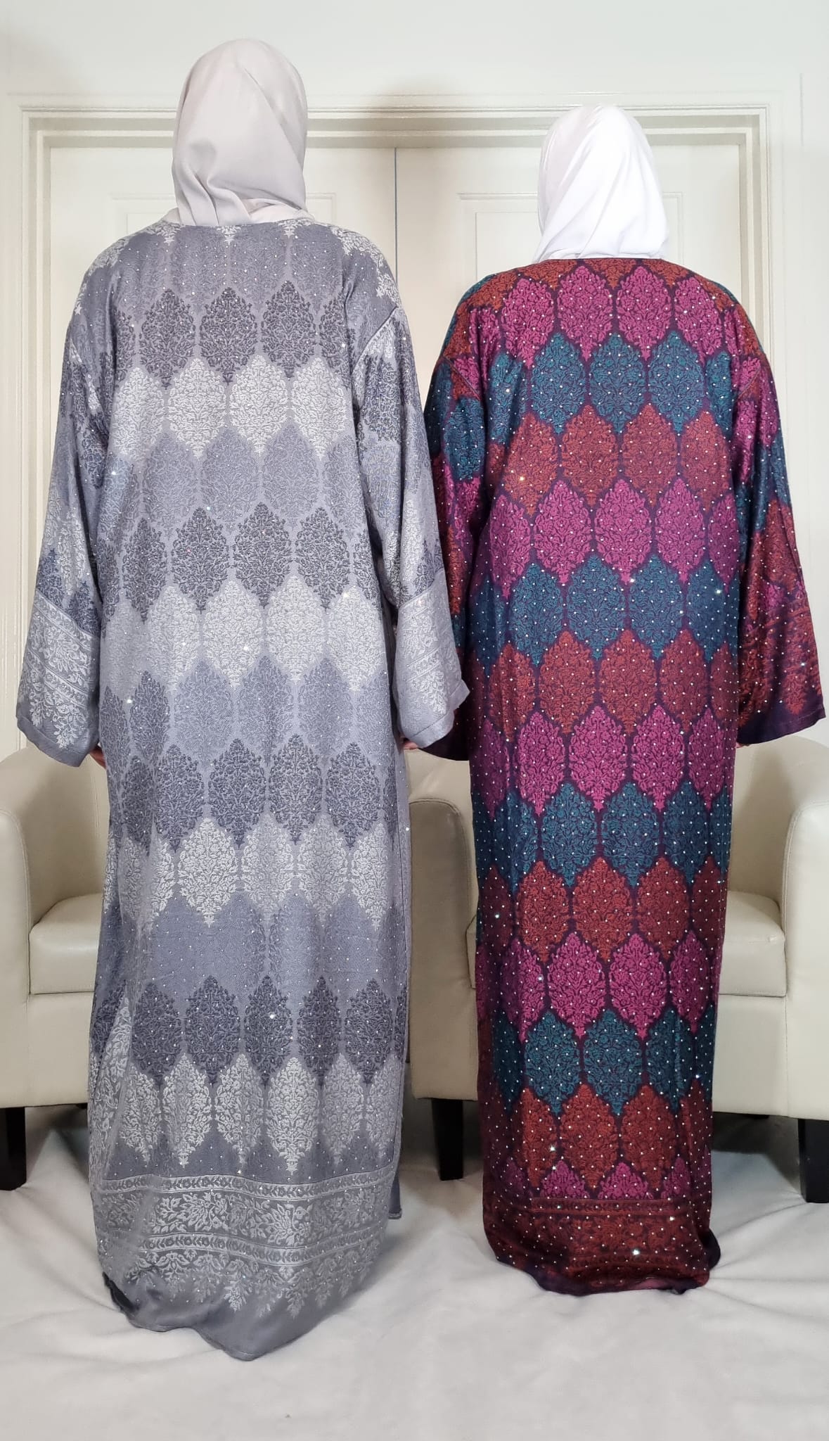 Multicolor (Dark Colors) 100% Cashmere Pashmina Occasion Abaya