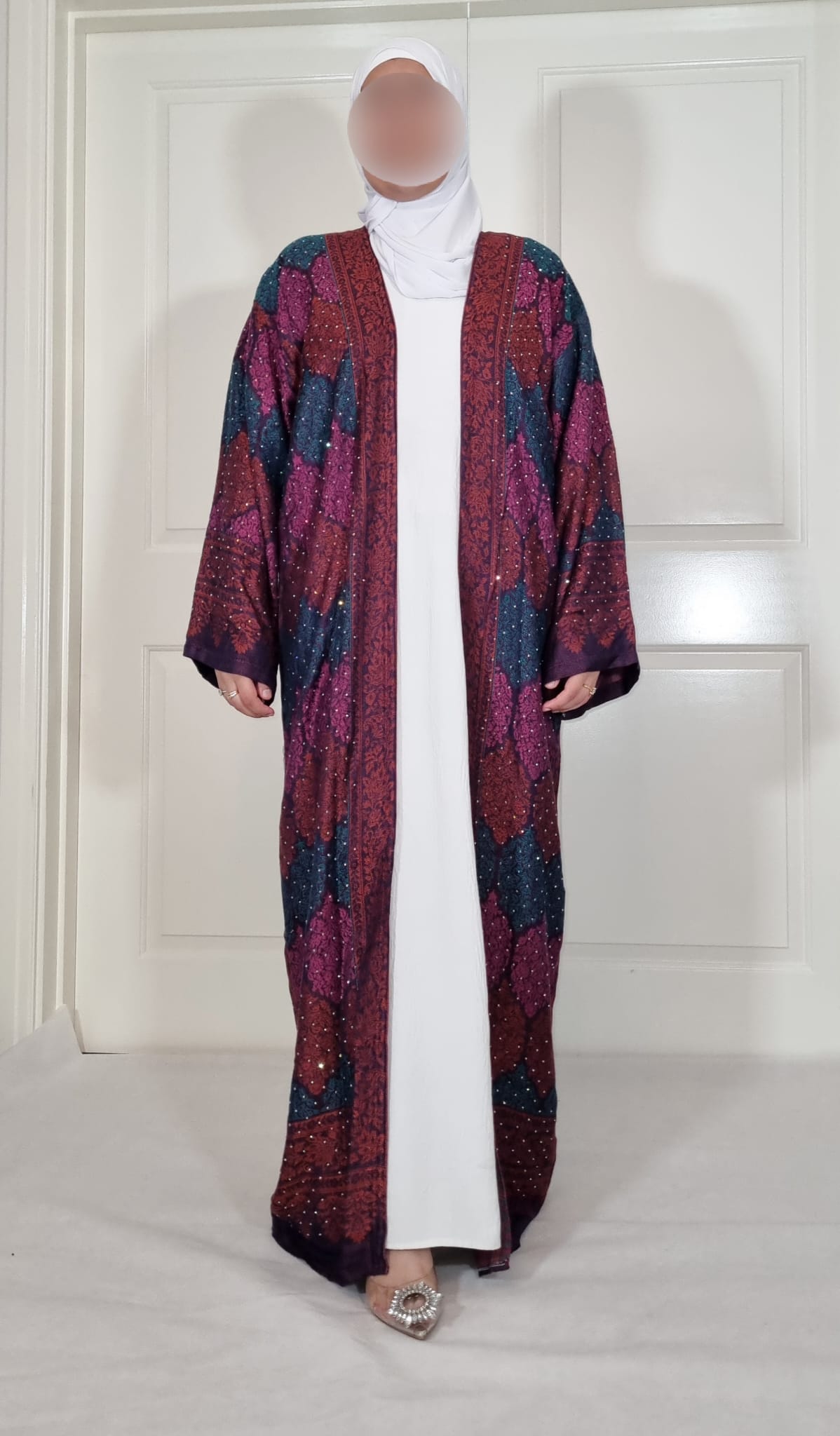 Multicolor (Dark Colors) 100% Cashmere Pashmina Occasion Abaya