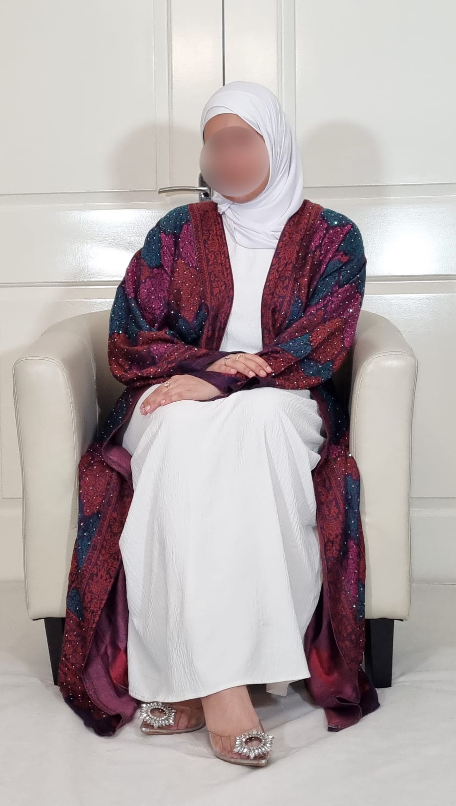 Multicolor (Dark Colors) 100% Cashmere Pashmina Occasion Abaya