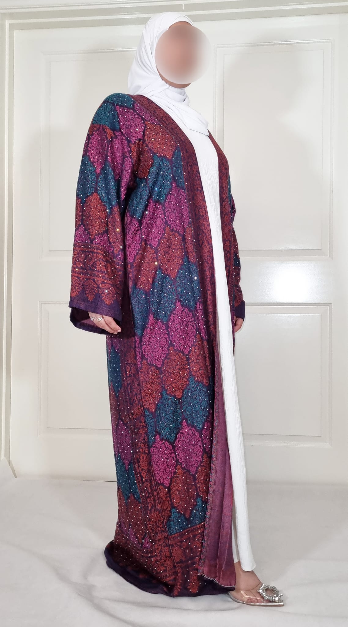 Multicolor (Dark Colors) 100% Cashmere Pashmina Occasion Abaya