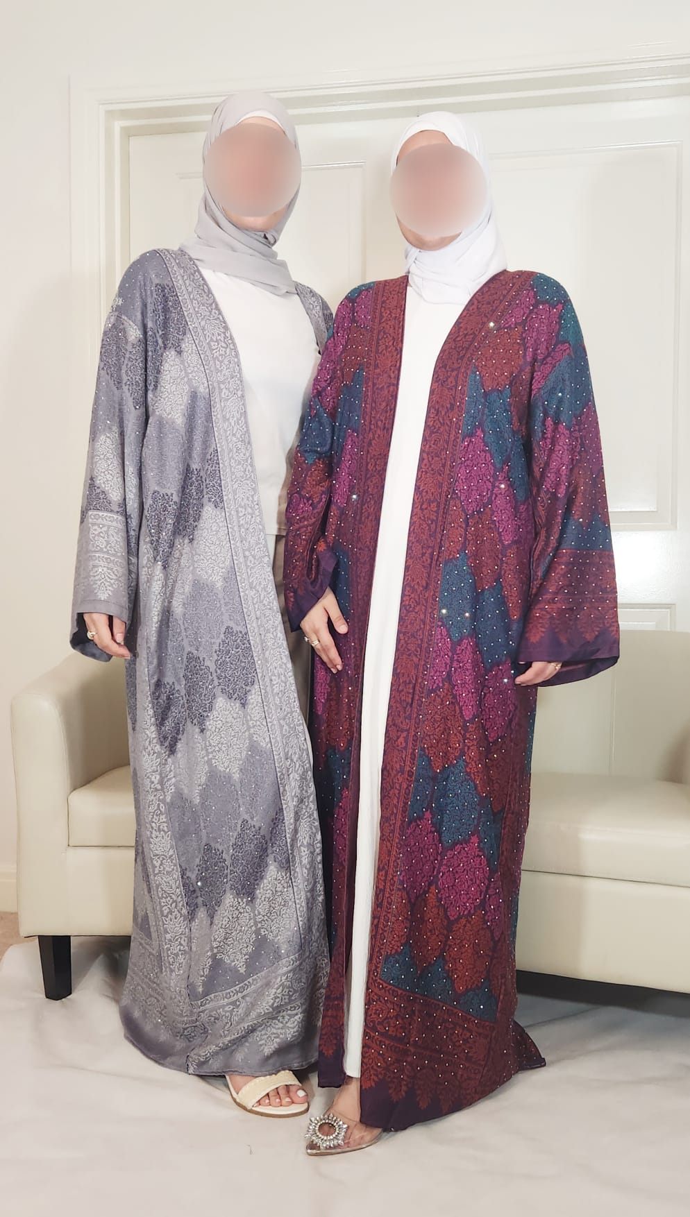 Three Shades of Grey 100% Cashmere Pashmina Occasion Abaya