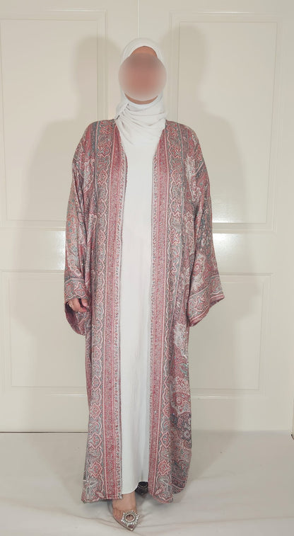 Red & Green Cashmere Pashmina Occasion Abaya