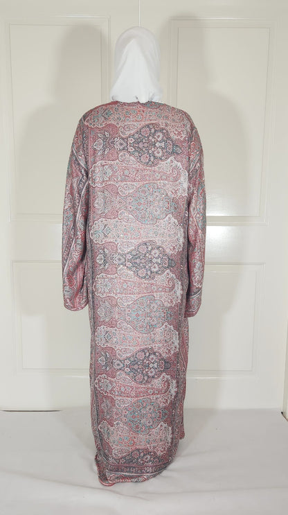 Red & Green Cashmere Pashmina Occasion Abaya