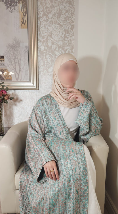 Green & Brown 100% Cashmere Pashmina Occasion Abaya