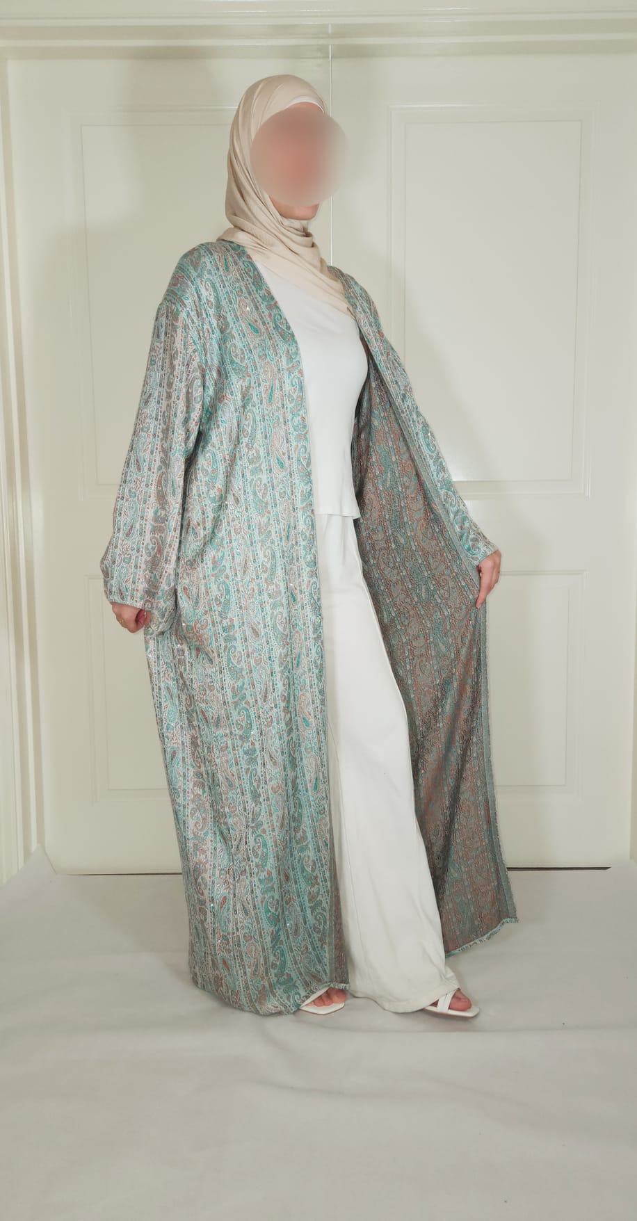 Green & Brown 100% Cashmere Pashmina Occasion Abaya