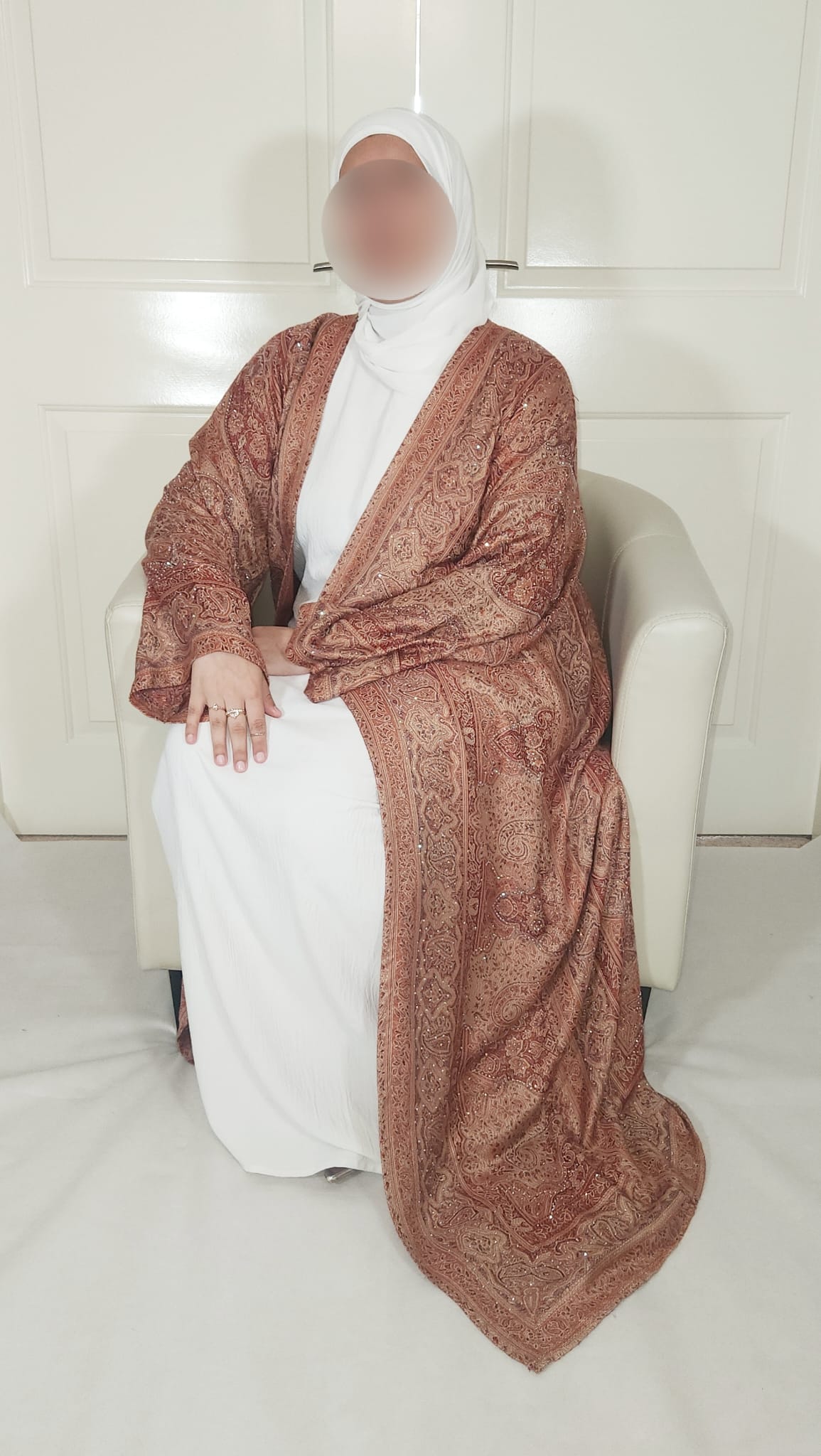 Brown 100% Cashmere Pashmina Occasion Abaya