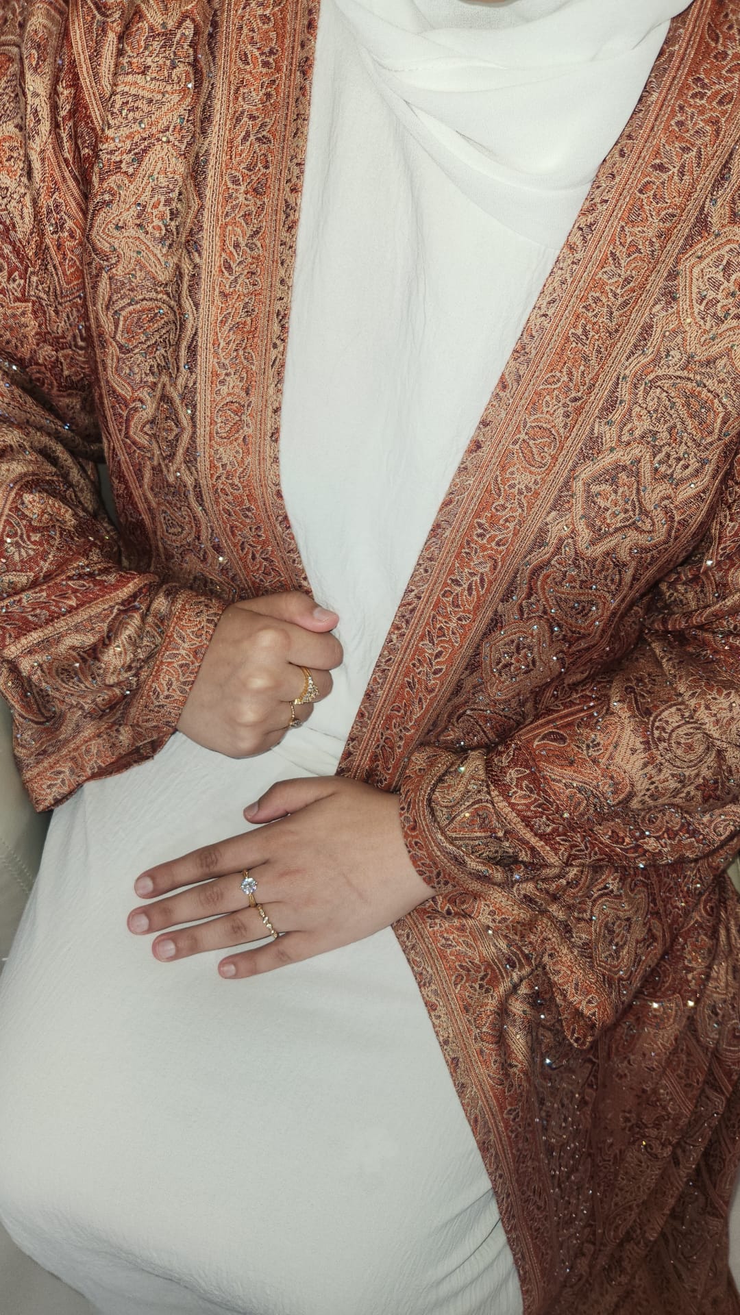 Brown 100% Cashmere Pashmina Occasion Abaya