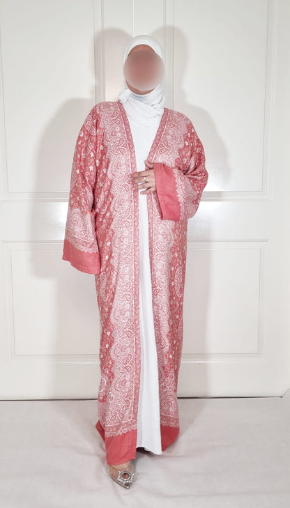Pink & Cream 100% Cashmere Pashmina Occasion Abaya