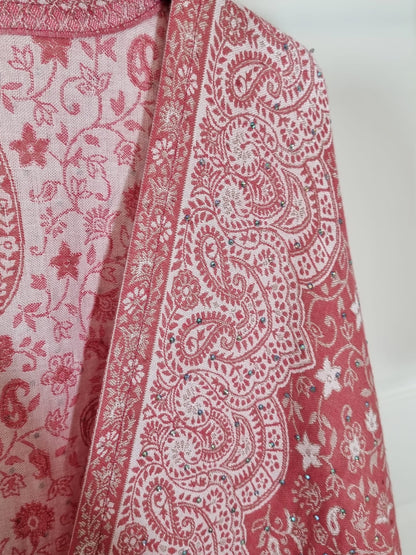 Pink & Cream 100% Cashmere Pashmina Occasion Abaya