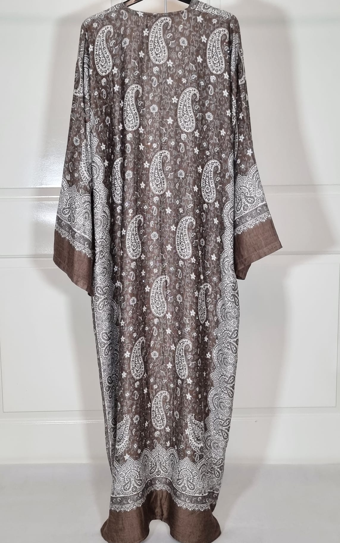 Taupe & Cream 100% Cashmere Pashmina Occasion Abaya