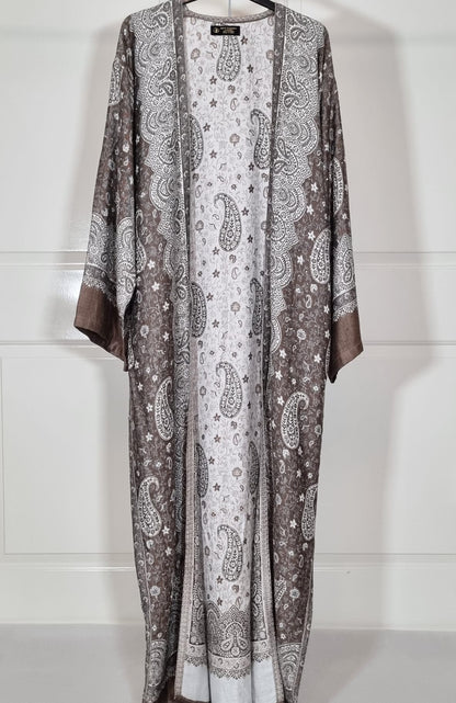 Taupe & Cream 100% Cashmere Pashmina Occasion Abaya