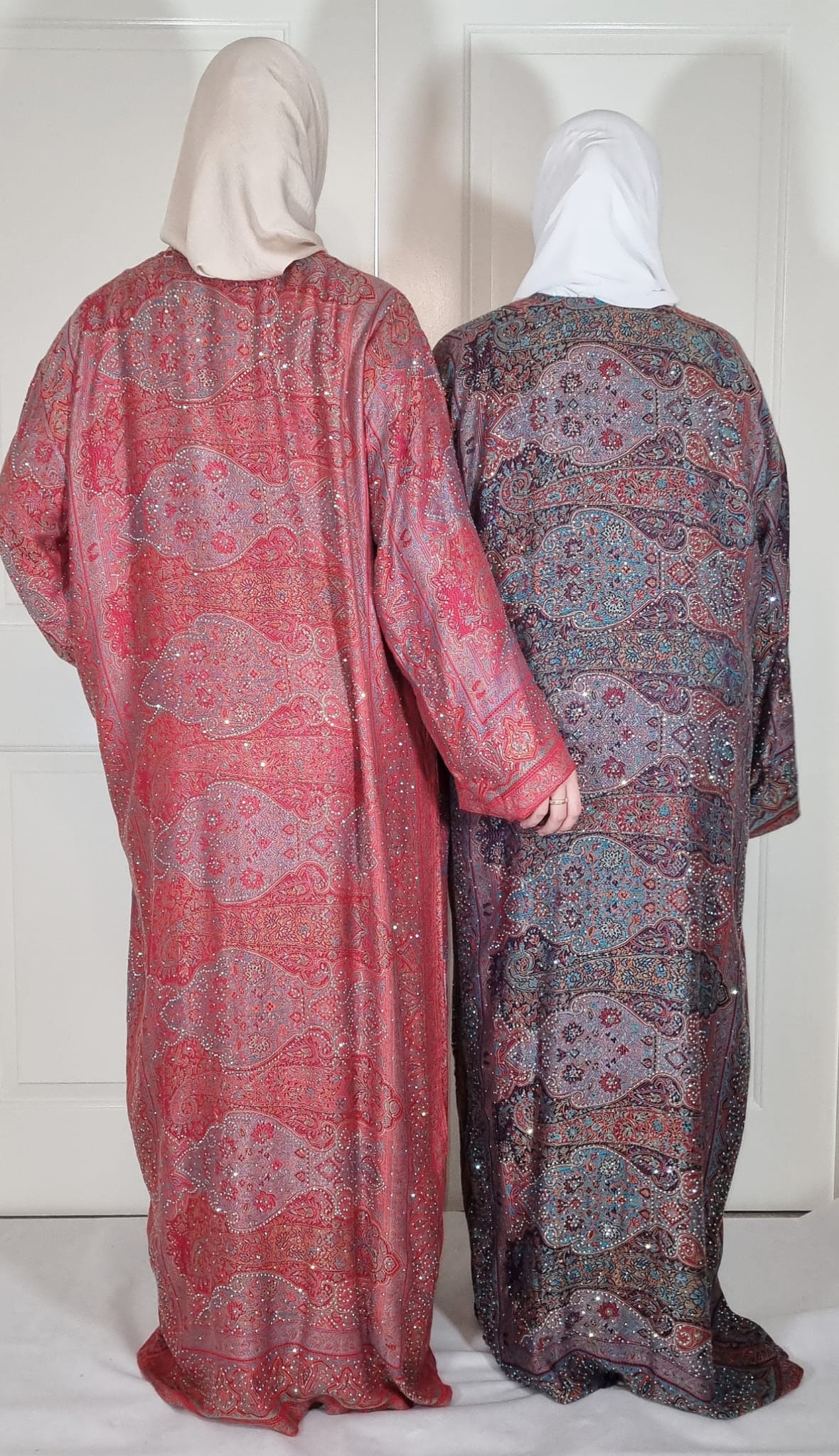 Red Base Multicolour 100% Cashmere Pashmina Occasion Abaya