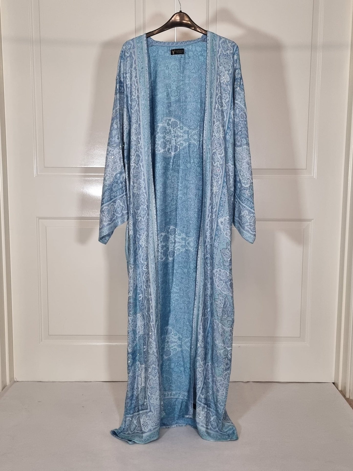 Pastel Blue & Purple 100% Cashmere Pashmina Occasion Abaya