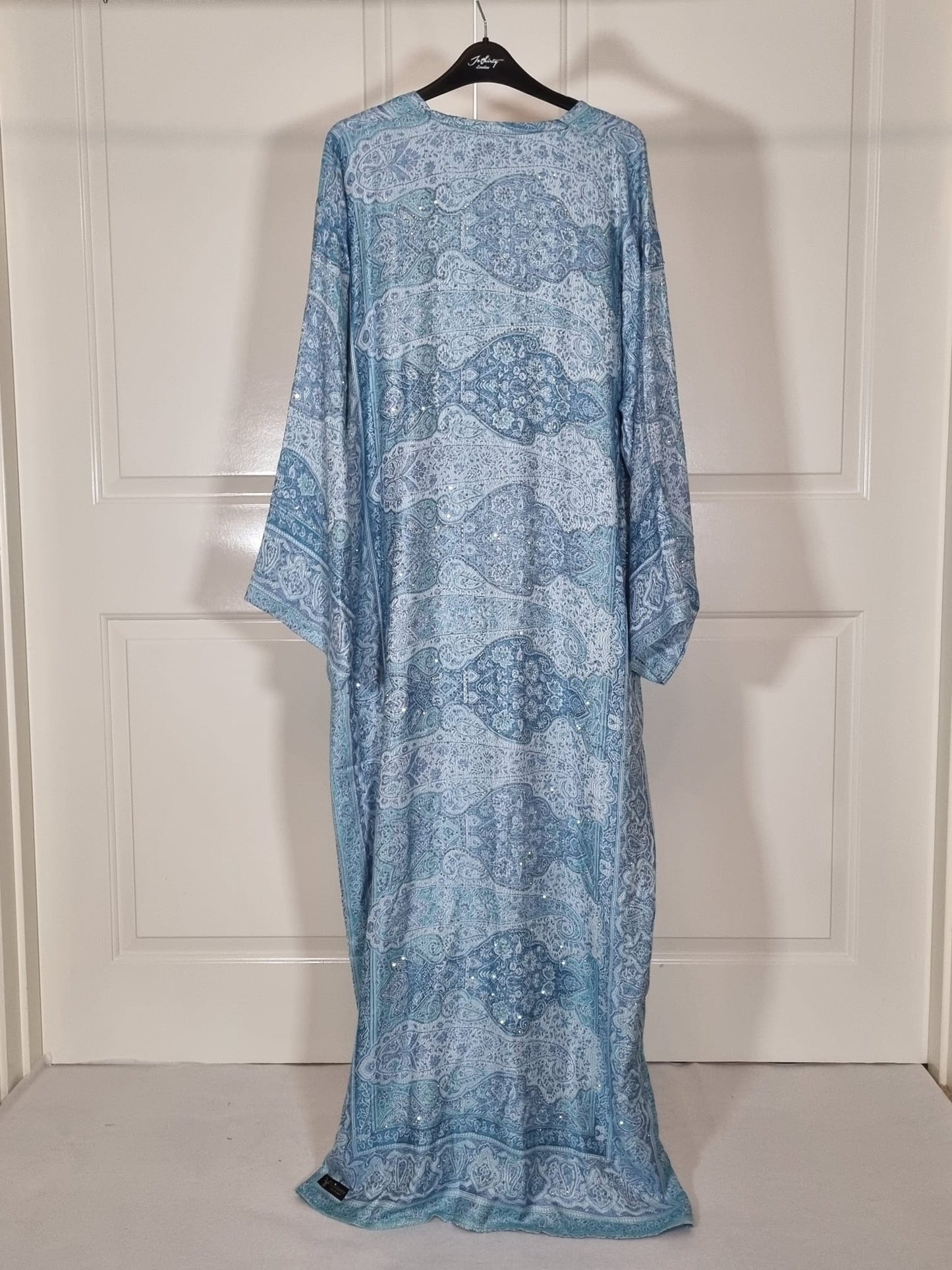 Pastel Blue & Purple 100% Cashmere Pashmina Occasion Abaya