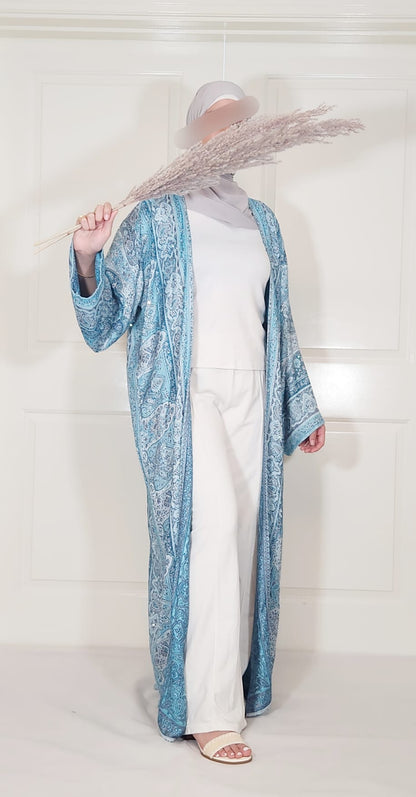 Light & Dark Blue 100% Cashmere Pashmina Occasion Abaya