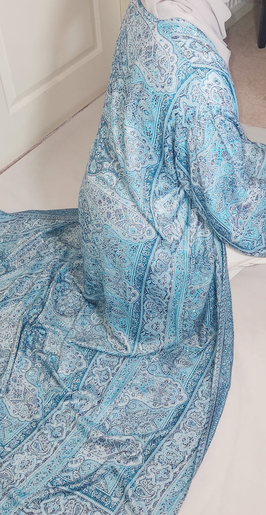 Light & Dark Blue 100% Cashmere Pashmina Occasion Abaya