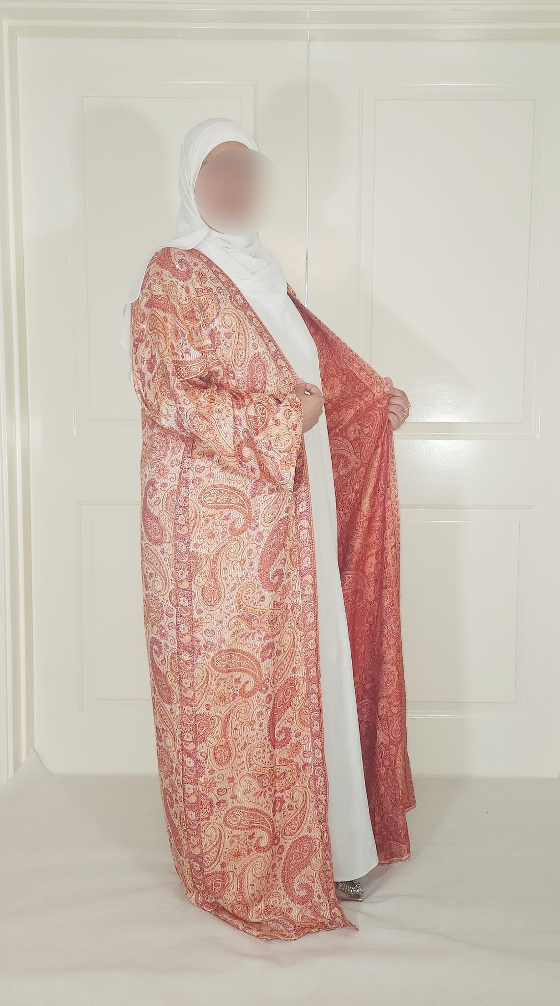 Orange 100% Cashmere Pashmina Occasion Abaya