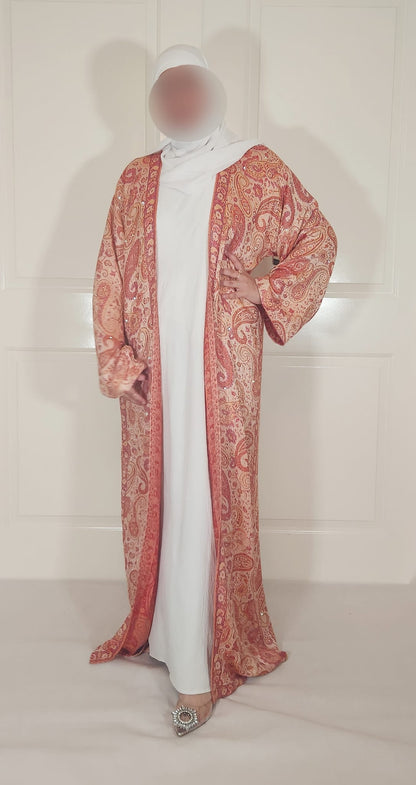 Orange 100% Cashmere Pashmina Occasion Abaya